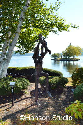 Meredith, NH - 0and Child Sculpture with Indian Island